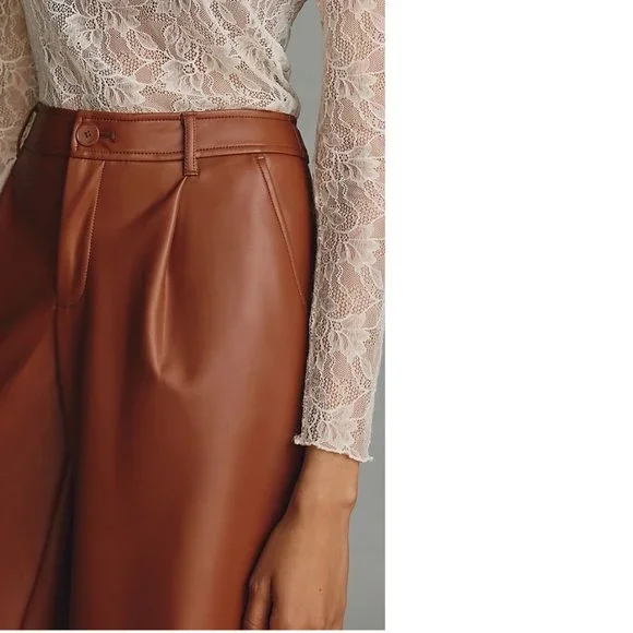 By Anthropologie Faux Leather Culottes new with tag nwT 12P - Picture 2 of 4